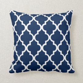 Navy Blue Quatrefoil Pattern Pillows