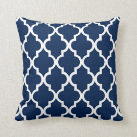 Navy Blue Quatrefoil Pattern Pillows
