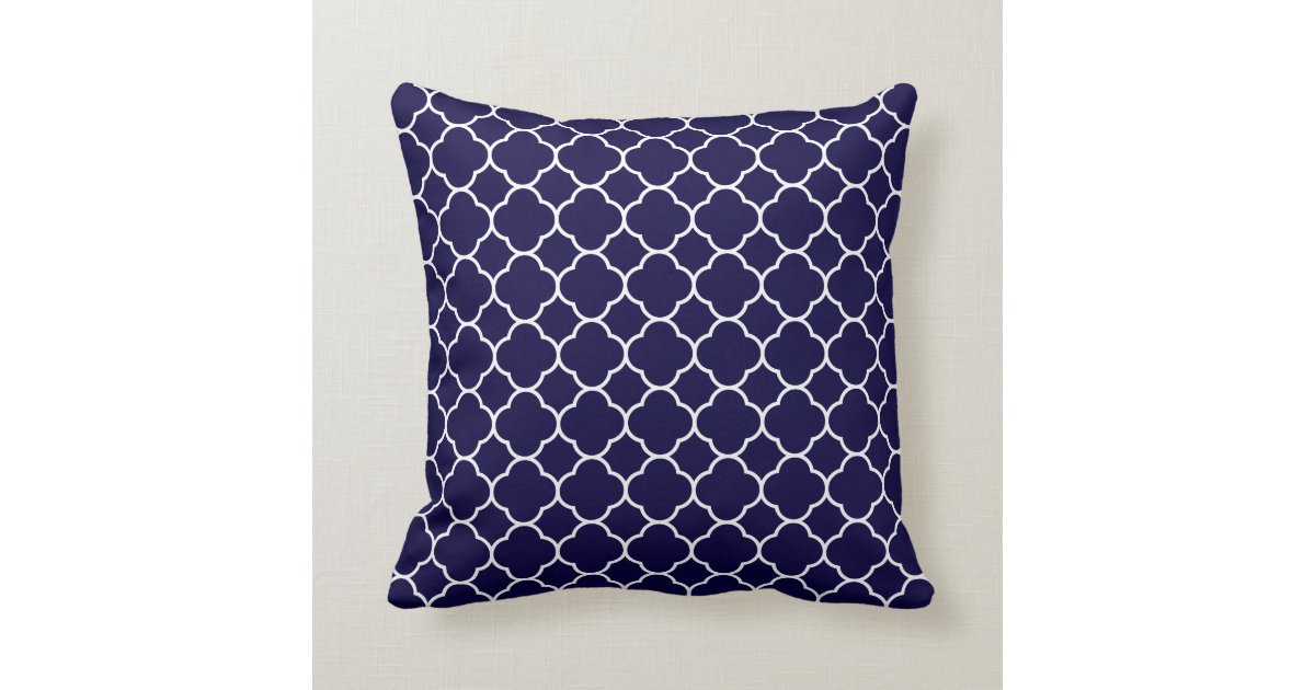 Navy Blue Quatrefoil Pattern Throw Pillow Zazzle