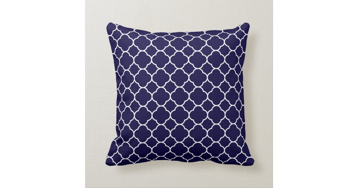 Navy Blue Quatrefoil Pattern Throw Pillow Zazzle