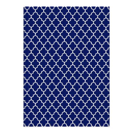 Navy Blue Quatrefoil Wedding Invitations