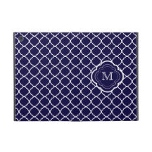 Navy Blue Quatrefoil with Monogram Covers For iPad Mini