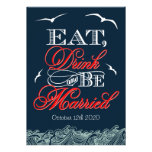 Navy Blue & Red Nautical Wedding Invitations