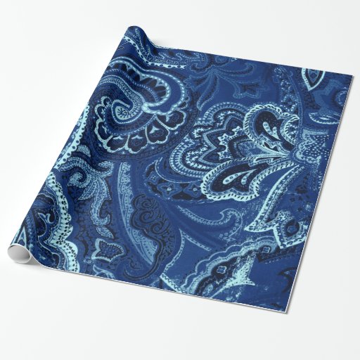 Navy Blue Retro Paisley Bandanna/Bandana Wrapping Paper Zazzle