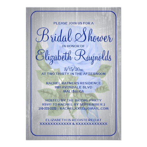 Navy Blue Rustic Floral Bridal Shower Invitations