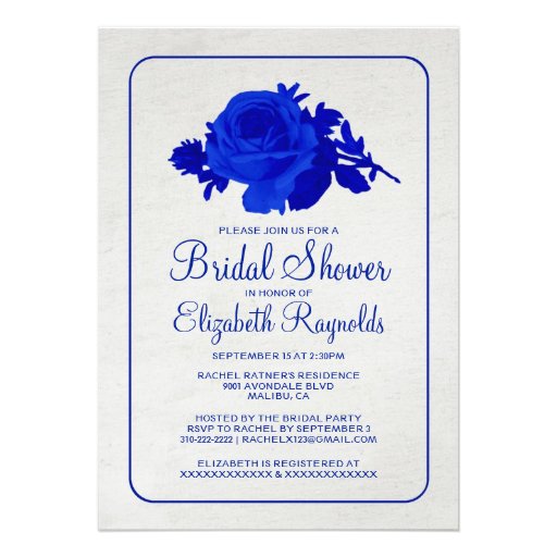 Navy Blue Rustic Floral Bridal Shower Invitations