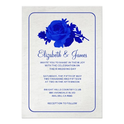 Navy Blue Rustic Floral/Flower Wedding Invitations