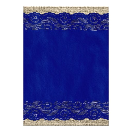 Navy Blue Rustic Lace Wedding Invitations