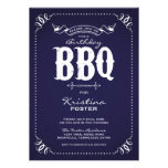 NAVY BLUE RUSTIC VINTAGE CHIC BIRTHDAY PARTY BBQ invitations