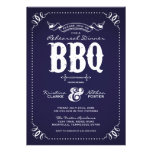 NAVY BLUE RUSTIC VINTAGE CHIC REHEARSAL DINNER BBQ invitations
