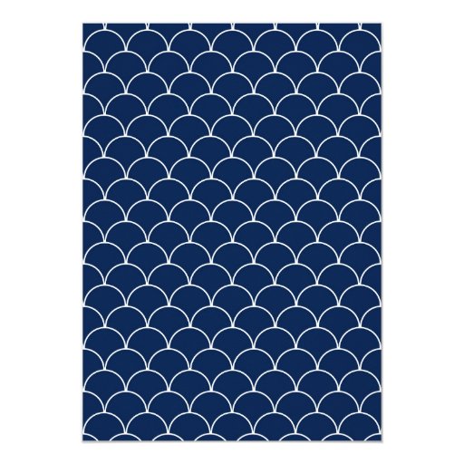 Navy Blue Scallop Pattern Baby Shower Invitation