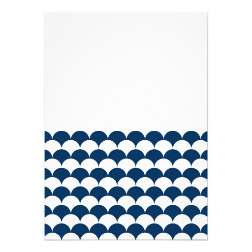 Navy Blue Scallop Pattern Bridal Shower Invitation