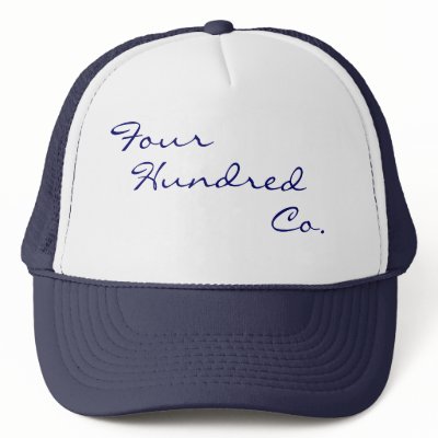 NAVY BLUE SCRIPT MESH HATS by the400co