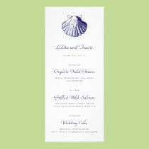 Navy Blue Sea Shell Wedding Menu Card invitations