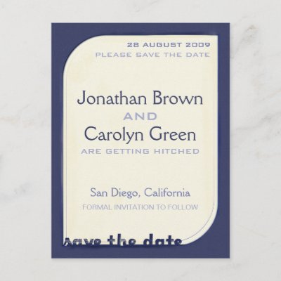 Navy Blue Shapeform Save the Date Post Cards