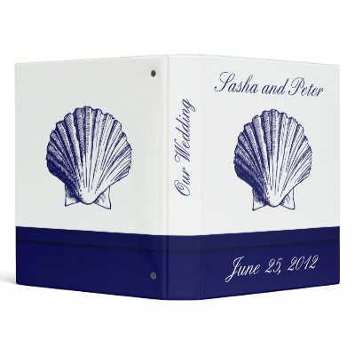 Navy Blue Shell Wedding Planner 3 Ring Binder