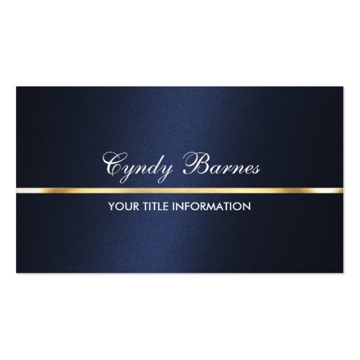 Navy Blue Shimmer with Gold Business Card (front side)