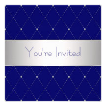 Navy Blue Silver Blue Corporate Party Personalized Invite