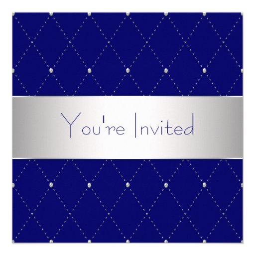 Navy Blue Silver Blue Corporate Party Personalized Invite