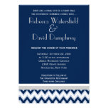Navy Blue & Silver Mod Chevron Wedding Invitation invitations