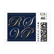 Navy Blue Small RSVP Postage Stamp stamps