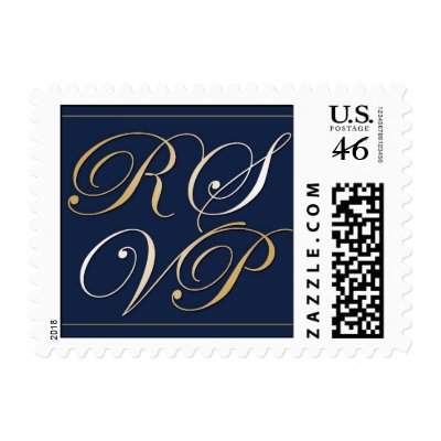 Navy Blue Small RSVP Postage Stamp