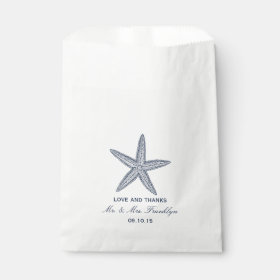 Navy Blue Starfish Beach Wedding Favor Bag