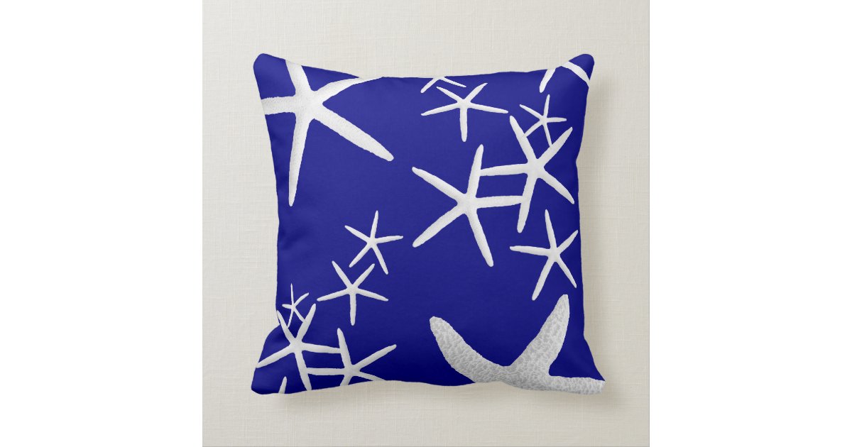Navy Blue Starfish Pattern Decorative Throw Pillow Zazzle