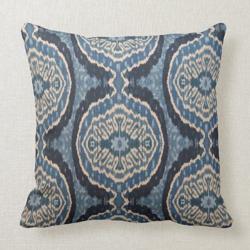 Navy Blue Tribal Ikat Throw Pillow Zazzle