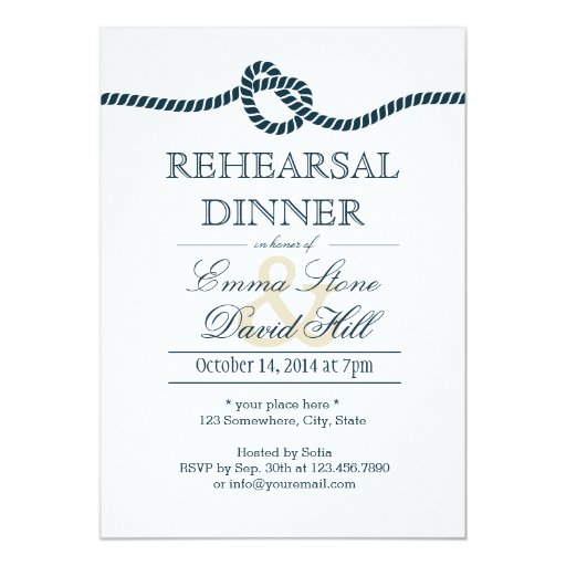 navy blue tying the knot rehearsal dinner personalized