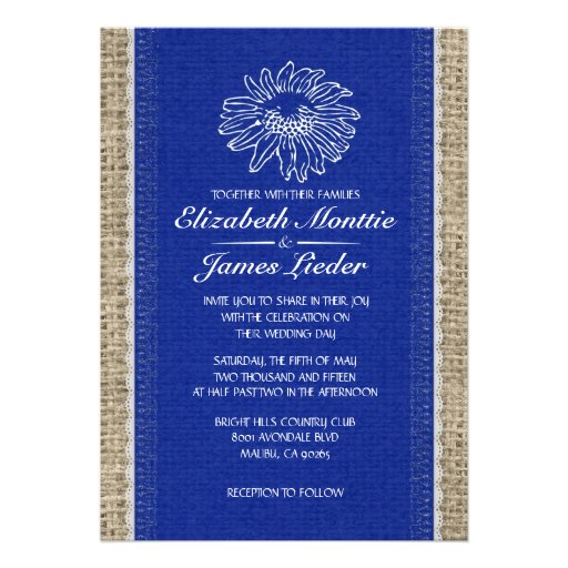 Navy Blue Vintage Lace Wedding Invitations