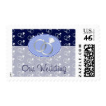 Navy Blue Wedding Rings Pattern Postage