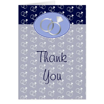 Navy Blue Wedding Rings Pattern Thank You Greeting Cards