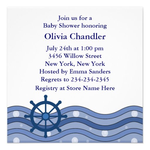 Navy Blue Whale Baby Shower Invitations
