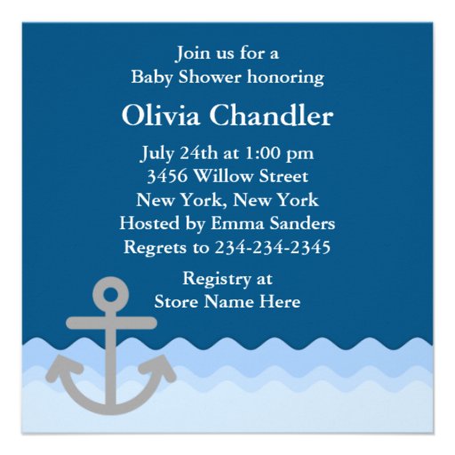 Navy Blue Whale Baby Shower Invitations