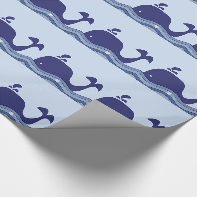 Navy Blue Whale Baby Shower Wrapping Paper 4/4