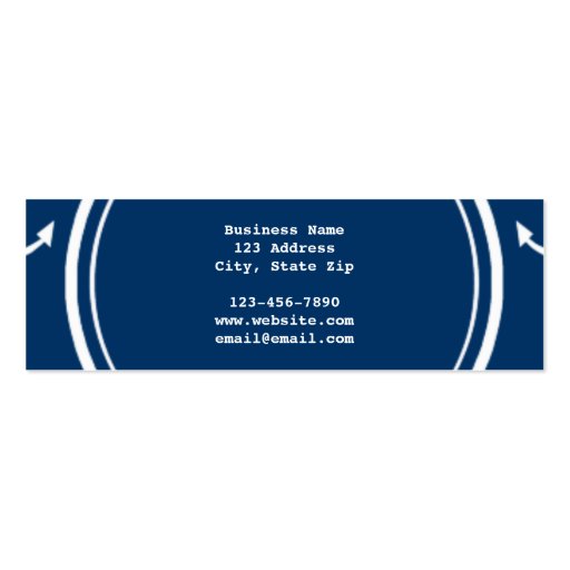 Navy Blue White Anchors Pattern, Your Monogram Business Card Template (back side)