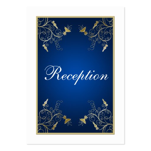 Navy Blue, White, and Gold Floral Enclosure Card Business Card (front side)