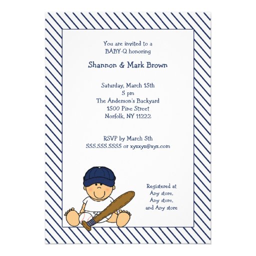 Navy Blue & White Baseball Baby Shower Invite med