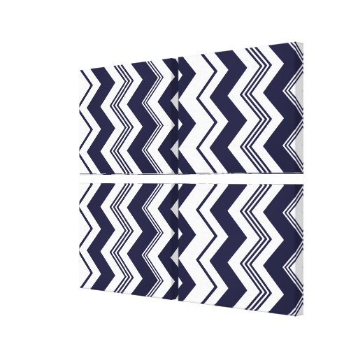 Navy Blue White Chevron Pattern Canvas Print Zazzle
