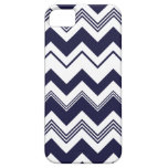 Navy Blue White Chevron Pattern iPhone 5 Cases