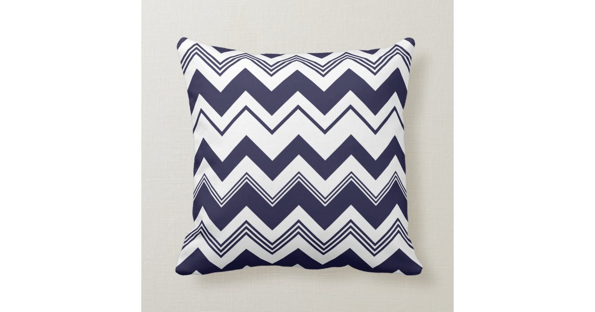 Navy Blue White Chevron Pattern Throw Pillow Zazzle