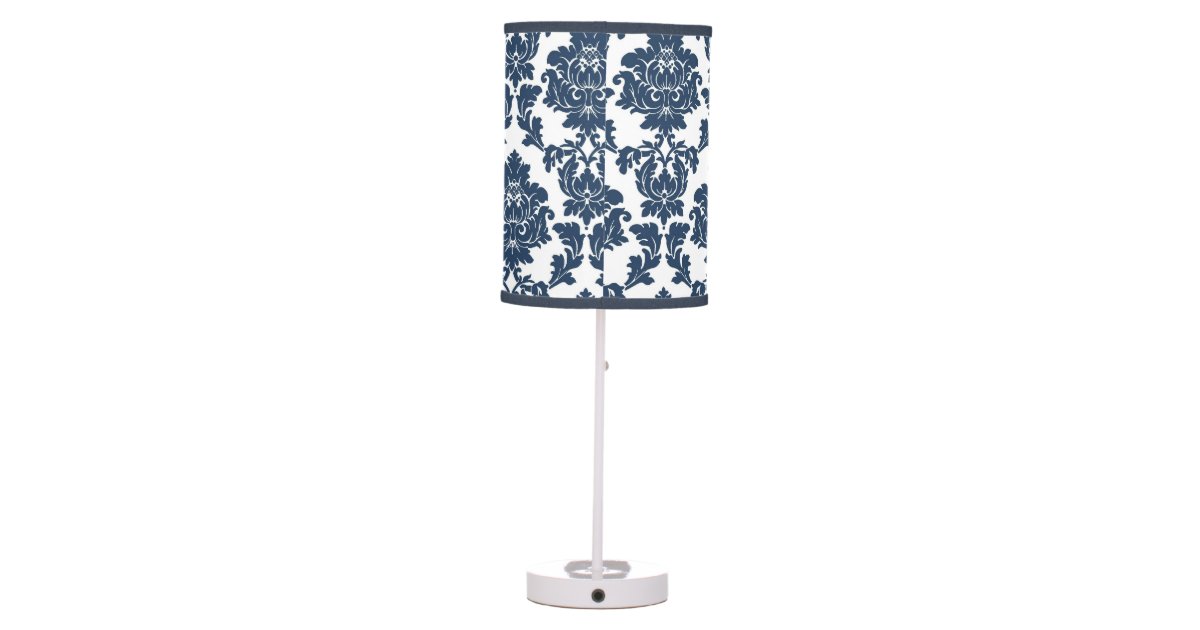 Navy Blue White Damask Lamp Shade Zazzle
