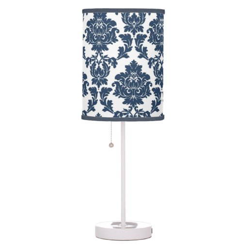 Navy Blue White Damask Lamp Shade Zazzle