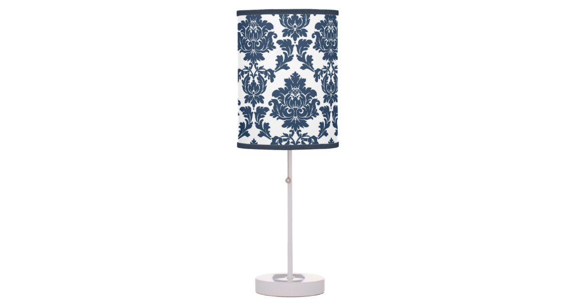 Navy Blue White Damask Lamp Shade Zazzle