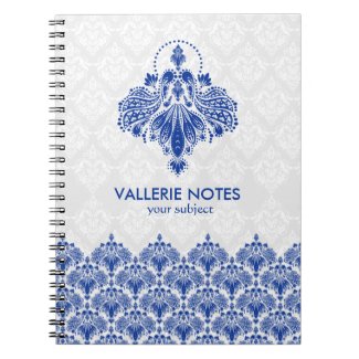 Navy Blue & White Floral Lace Note Books