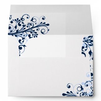 Navy, Blue, White Floral Wedding A7 Envelopes envelope