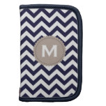 Navy Blue White Monogram Chevron Pattern Organizer