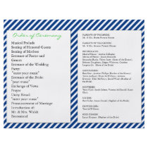 Navy Blue White Nautical Wedding Ceremony Programs Custom Flyer