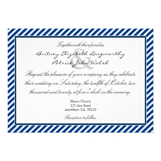 Navy Blue & White Nautical Wedding Invitations